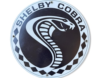 Shelby Cobra Round Metal Sign 12” Carroll Shelby Garage Wall Decor EUC