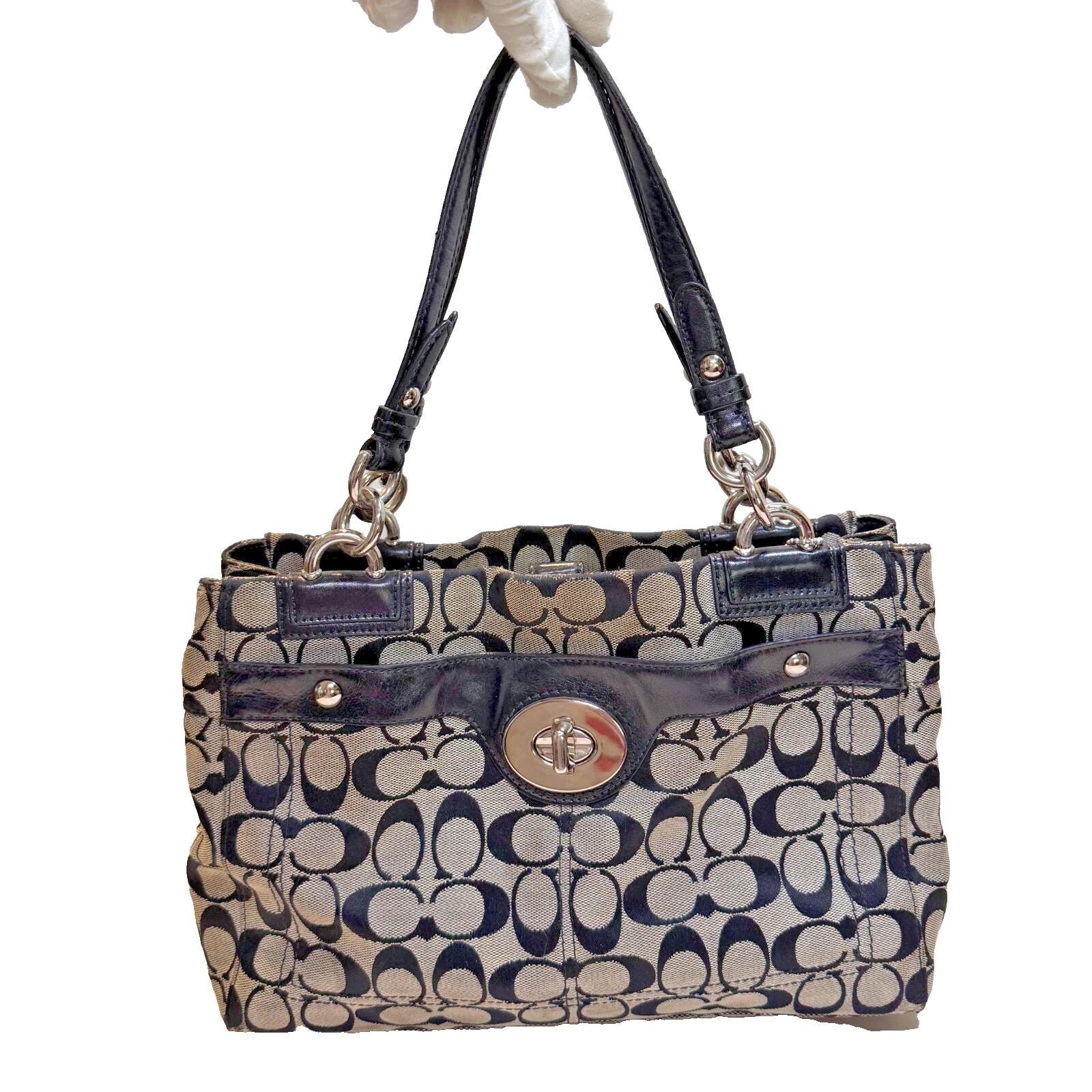 Coach CC Monogram Black/gray Satchels/handbag 12” X 9” X5