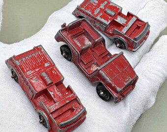 Vintage 1960s Midgetoy Firetruck Tootsie Red Jeep Diecast Toy Cars