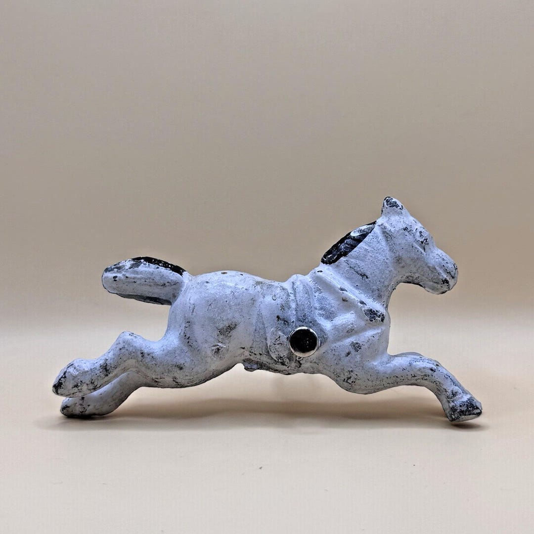 アンティークのヴィンテージ鋳鉄製馬車用馬 2.5インチ×5インチ EUC 0.7