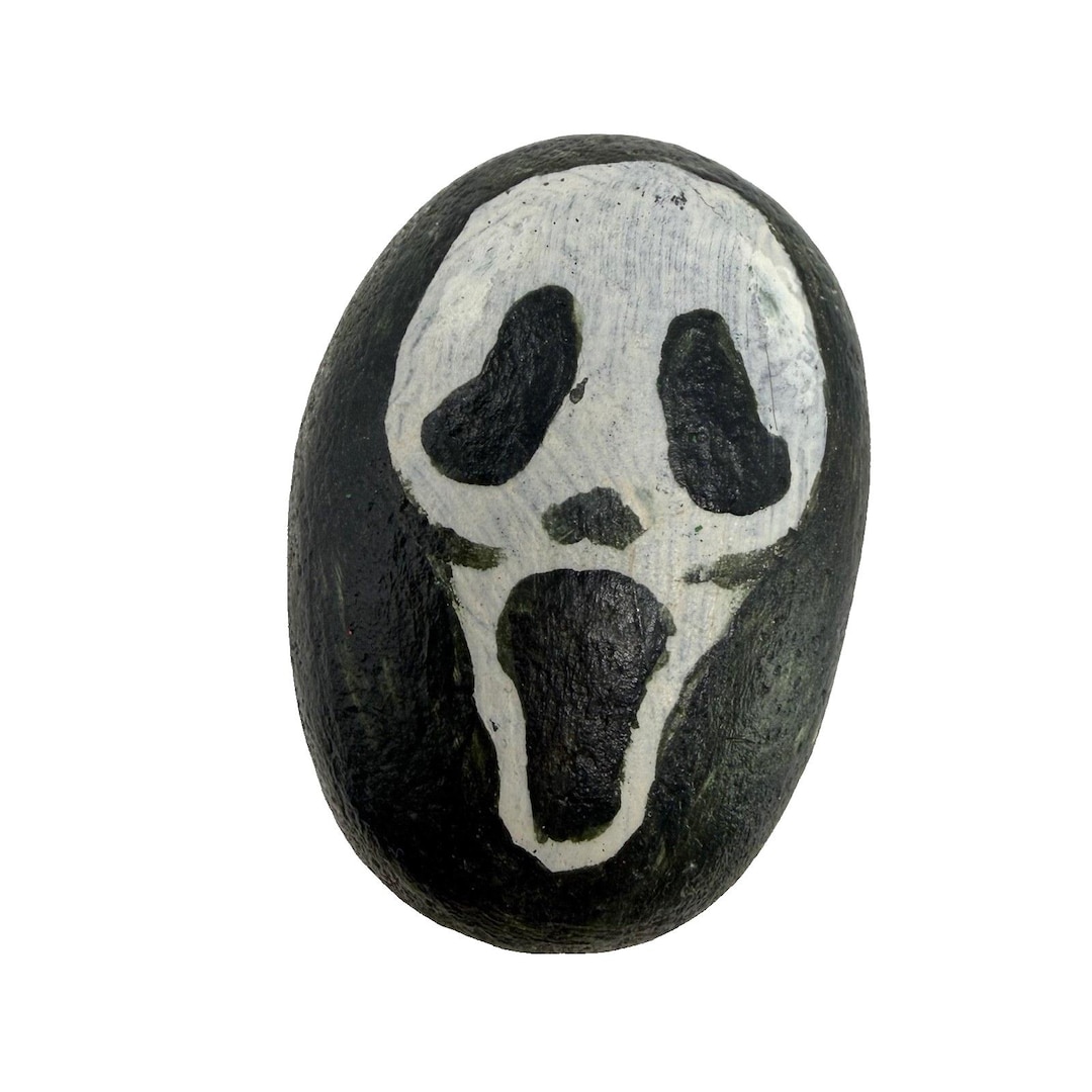 Hand Painted Rock Art Scream Ghost Face Quirky Folk Art Mini Stone ...