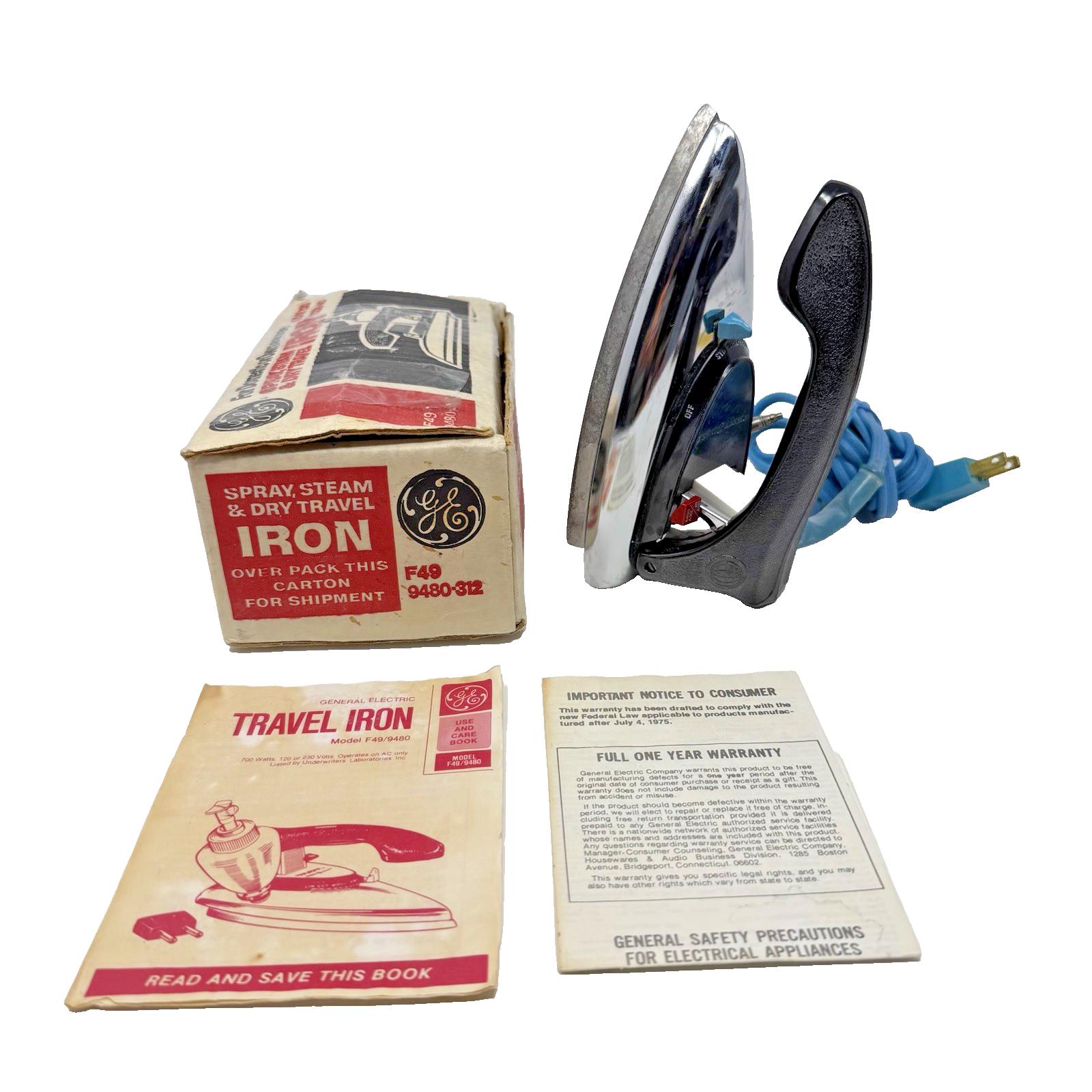 GE トラベルアイロン F49 箱・説明書・給水ボトル付き ヴィンテージ Vintage GE Travel Iron F49: Spray, Steam, Dry (works, Box, Manual