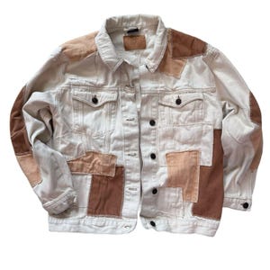 Urban Outfitters BDG Adult/Women’s Patchwork White Denim Jean Jacket L image 1