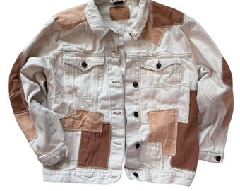 Urban Outfitters BDG Adult/Women’s Patchwork White Denim Jean Jacket L