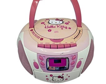 Hello Kitty KT2028A CD Cassette Boombox Radio Pink Tested Please Read