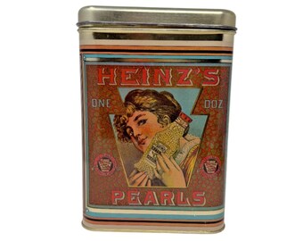 Boîte publicitaire vintage Heinz's Pearls en métal Cheinco, années 1960-1970