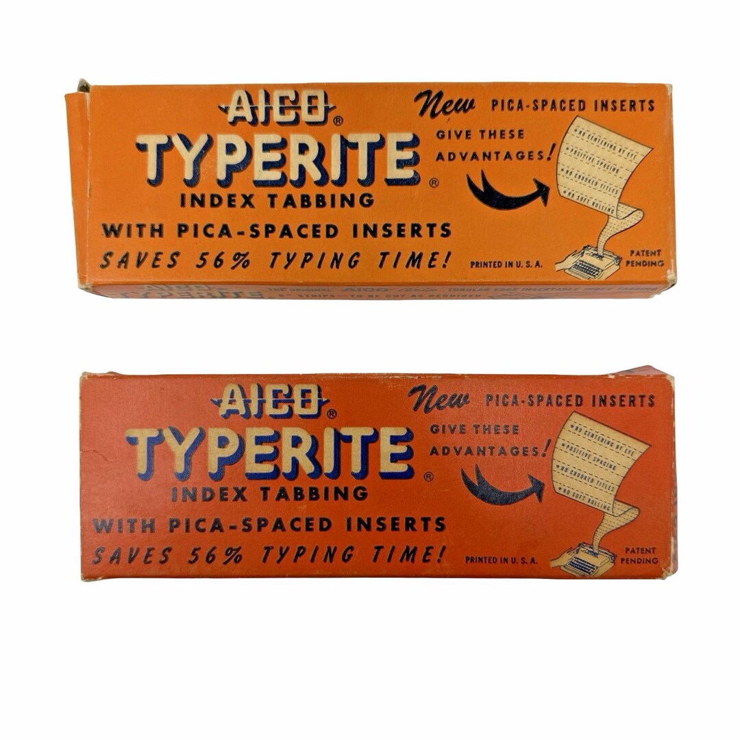 Type Rite Lot of 2 Vintage AICO Typerite Index Tabbing With Pica-spaced Inserts ...