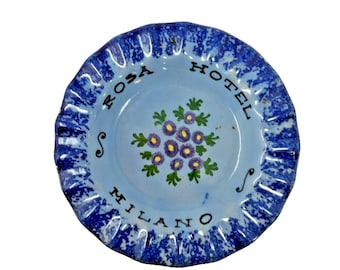 Vintage Molaroni Pesaro Italia Rosa Hotel Milano souvenir plato cenicero 4"
