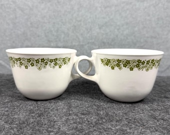 Vintage Corelle Livingware koffie- en theekopjes met lentebloesemmotief, set van 2