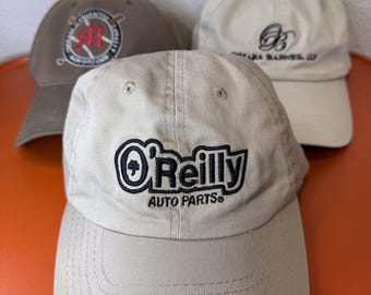 Lot of 3 Brown Hats Assorted O'Reilly Auto Parts Embroidered Adjustable (Used)