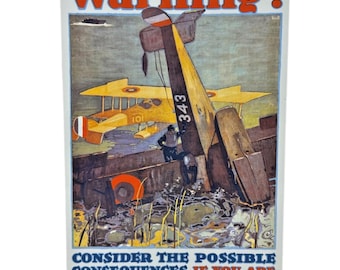 Ande Rooney 1988 Varning Porslin Emalj Stålskylt Första världskriget Poster 14x9.5