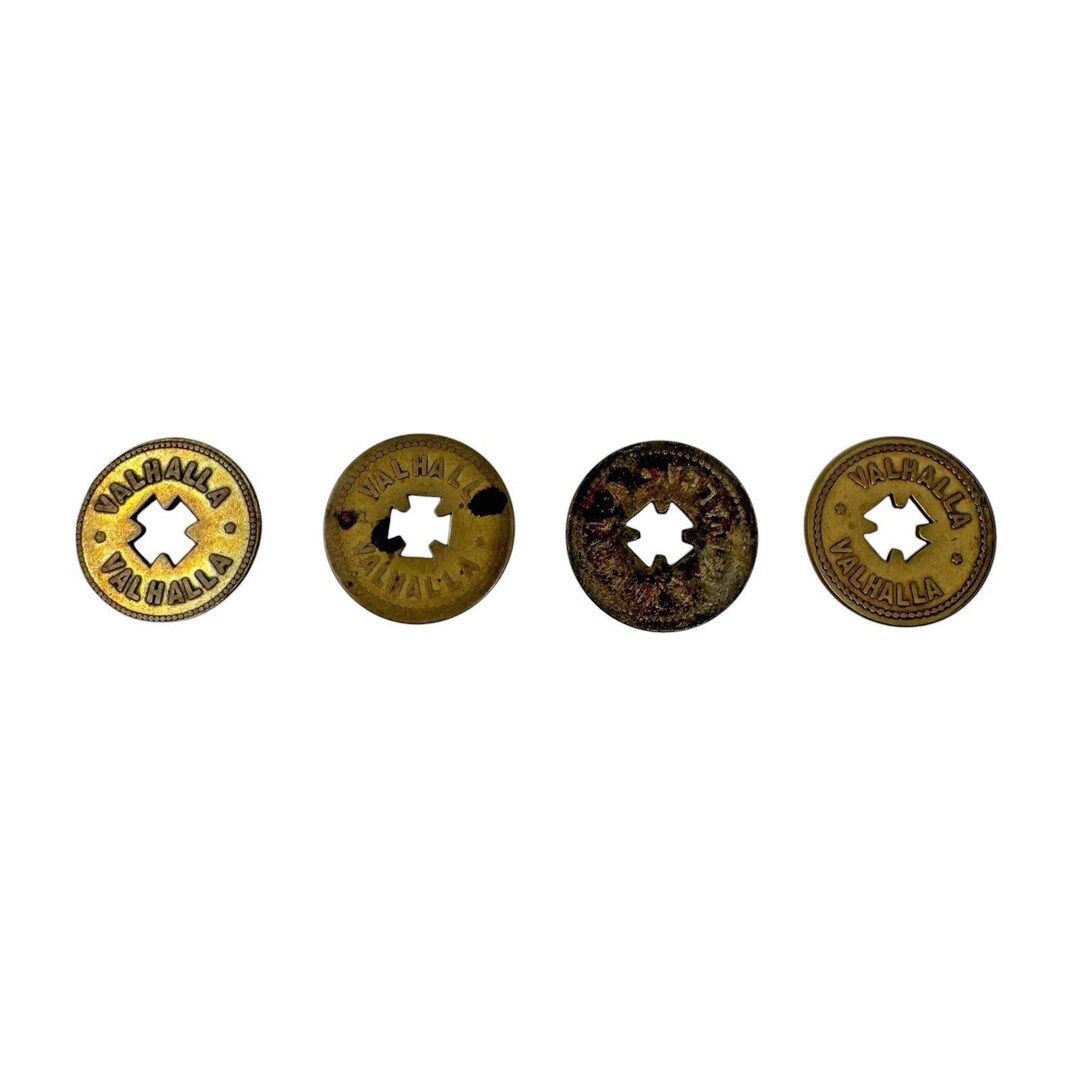 1910s Brass Valhalla Pool Room Tokens Set of 4 Vintage Trade Billiard ...