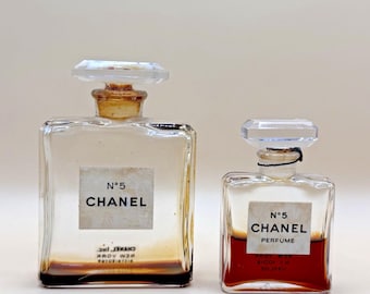 Vintage Chanel No 5 Paris Perfume Bottles (Lot of 2) – 1950s RARE Cord Intact