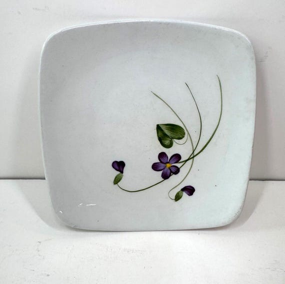 1950s MCM Orchard Ware California Square Side Plate Purple Violet
