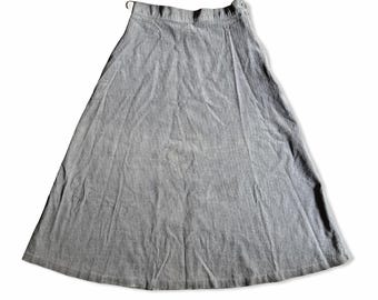 Vintage Gray Corduroy A-Line Midi Skirt Womens Size 11 High Waist 90s