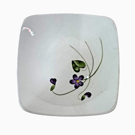 1950s MCM Orchard Ware California Square Side Plate Purple Violet