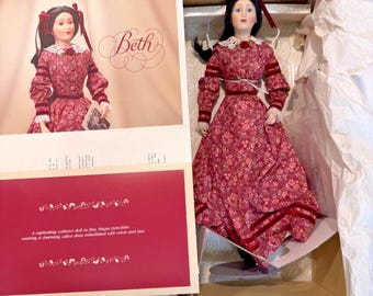 NIB &quot;Beth&quot; Little Women Franklin Mint Heirloom Victorian Porcelain Doll 1985