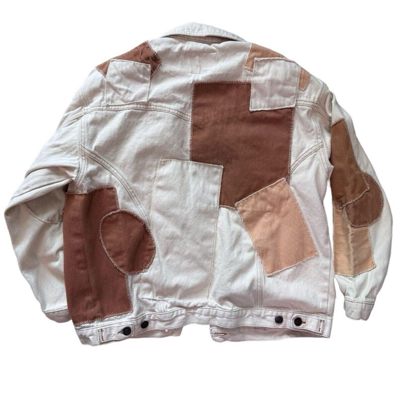 Urban Outfitters BDG Adult/Women’s Patchwork White Denim Jean Jacket L image 2