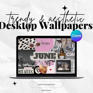 Y2K EDITABLE IT GIRL Aesthetic Desktop Macbook Wallpaper College Student Girls Study Work Productivity