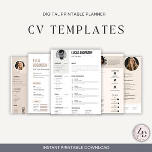 Paquete de plantillas de CV, plantilla de CV moderna, diseño editable, CV de Canva, solicitud de empleo, CV minimalista, compatible con ATS