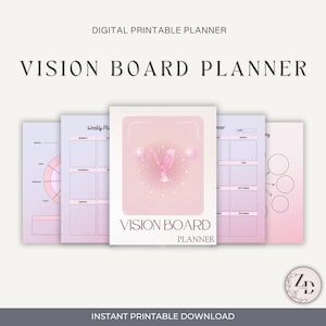 Vision Board Planner Printable | Canva Vision Board Template | Digital Goal Setting Journal | Dream Life Planner | Manifestation Workbook