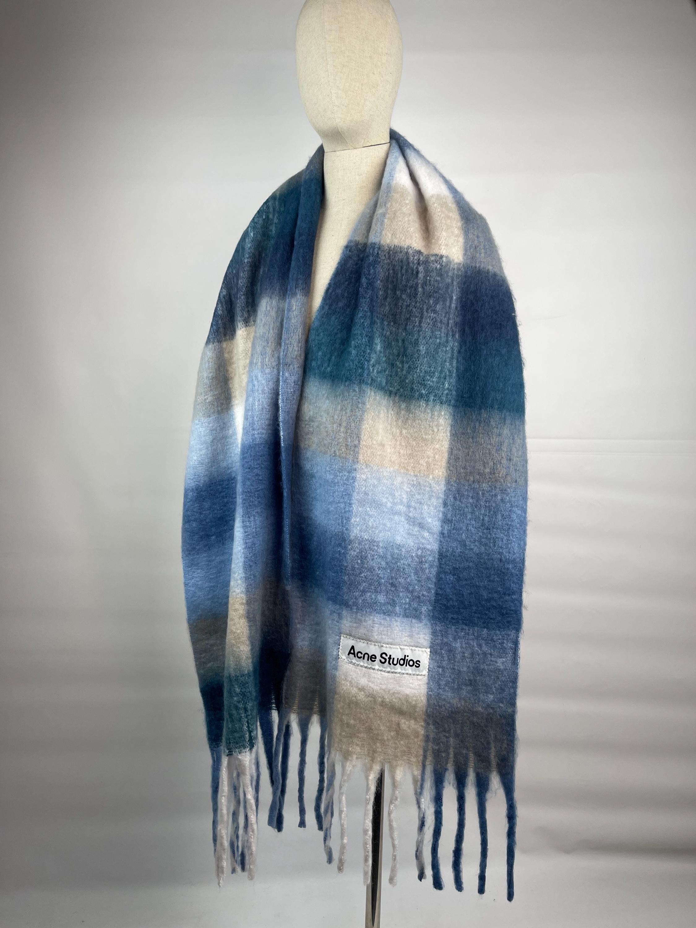 HOT Wool Scarf Acne Scarf Blue Acne Studios Checked Wool