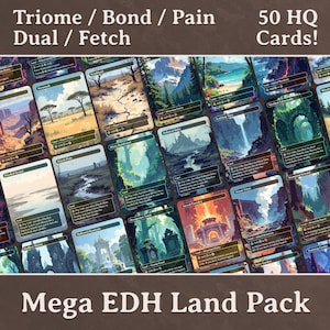 Proxies Mega EDH Land Pack - 50 proxies magiques - Cartes terrestres Commander EDH - Qualité supérieure