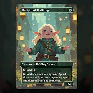 Delighted Halfling - MTG Proxy Card - Commander Deck, EDH - High Quality Cards - Full Art