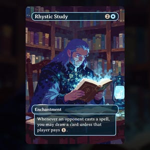 Rhystic Study - MTG Proxy Card - Commander Deck, EDH - High Quality Cards - Full Art