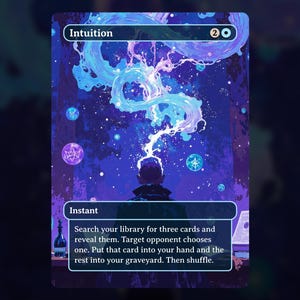 Intuición - Carta Proxy MTG - Instantánea - Mazo Commander, EDH - Tutor Azul - Arte completo - Alta calidad