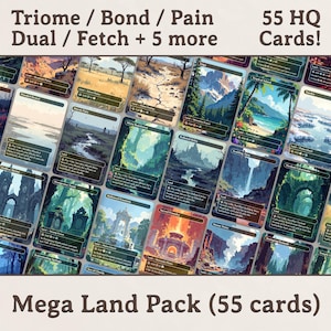 Mega Fantasy Land Pack – 55 Cards - Commander EDH Land Cards - Premium Quality