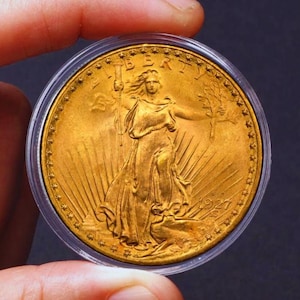 1927 D Liberty Eagle 20 Dollar Gold Plated Collectible U.S. Commemorative Coins – Antique and Vintage Treasures Perfect for Collectors