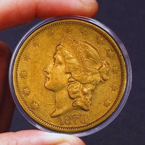 1870-CC Liberty Head 20 Dollars Gold Plated Collectible U.S. Commemorative Coins – Antique and Vintage Treasures Perfect for Collectors