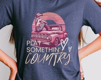 Cowgirl-Countrymusik-T-Stück: Lieferwagen-Grafik-T-Shirt