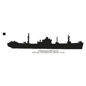 USS Grumium AK-112 Linienschiff Silhouette Maschinenstickerei digitalisierte Designdateien