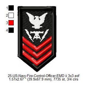 US Navy Fire Control Petty Officer Insignia Patch Machine Embroidery Digitized Design Files | Dst | Pes | Hus | Vp3 | Vip | XXX | Jef | Exp
