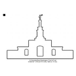 Columbia River Washington LDS Temple Outline Machine Embroidery Digitized Design Files
