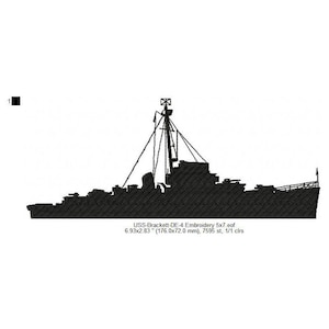 USS Klammer DE-41 Linienschiff Silhouette Maschinenstickerei Digitalisierte Designdateien