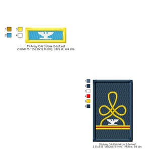 US Army O-6 Colonel Mess Uniform Military Insignia Symbols Emblems Patches Machine Embroidery Digitized Design Files | Dst | Pes | Hus | VP3