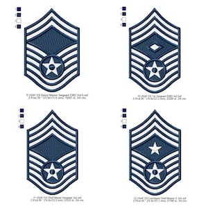 US Air Force USAF E8 Senior Master S E9 1st S Chief Master S Command Chief Master Sergeant Officer Military Insignia Patches Embroidery File