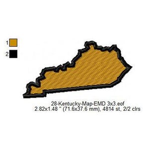 Kentucky State Map Machine Embroidery Digitized Design Files | Dst | Pes | Hus | Vp3 | Vip | XXX | Jef | Exp