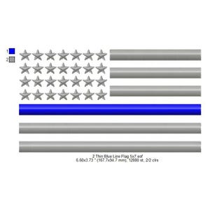 Thin Blue Line Flag Machine Embroidery Digitized Design Files
