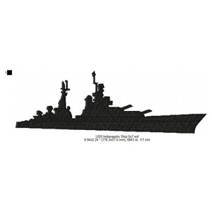 USS Indianapolis CA-35 Battleship Silhouette Machine Embroidery Digitized Design Files