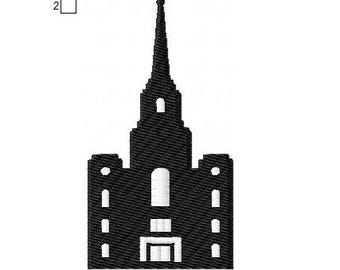 Brigham City Utah LDS Temple Silhouette Machine Embroidery Digitized Design Files