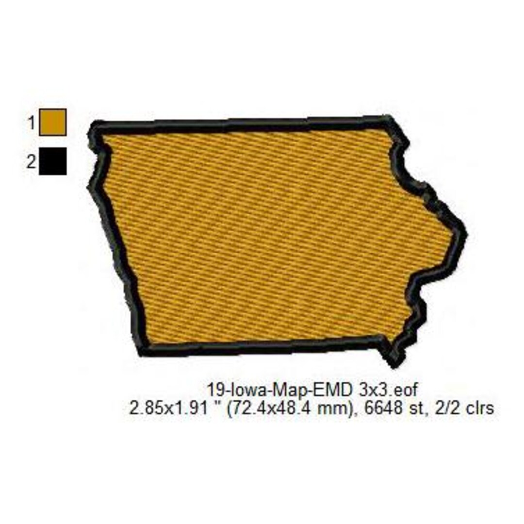 Iowa State Map Machine Embroidery Digitized Design Files | Dst | Pes ...