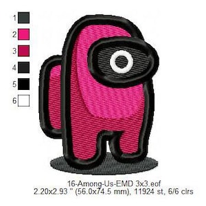 Squid Game Round Among Us Character Machine Embroidery Digitized Design Files | Dst | Pes | Hus | Vp3 | Vip | XXX | Jef | Exp