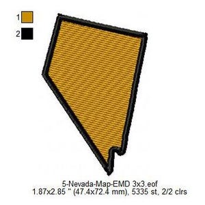 Nevada State Karte Maschinenstickerei Digitalisierte Stickmusterdateien | Dst | Pos | Hus | Vp3 | Vip | XXX | Jef | Erw