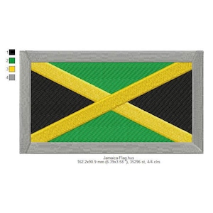 Jamaica Flag Jamaican World National Flags Machine Embroidery Digitized Design Files | Dst | Pes | Hus | Vp3 | Vip | Jef | Exp