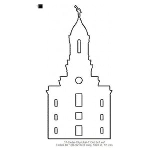 Cedar City Utah LDS Temple Outline Machine Embroidery Digitized Design Files