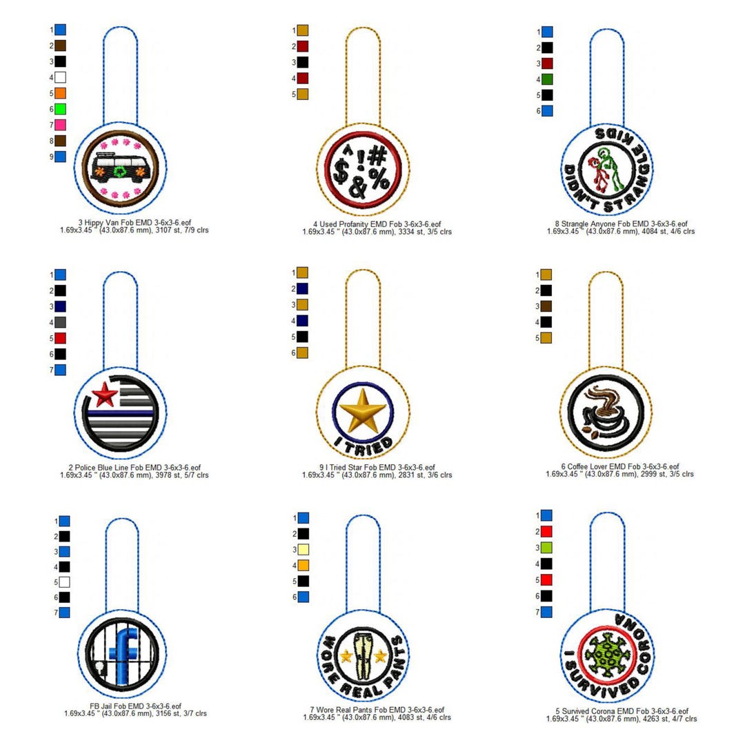 Fob Key Ring Set Machine Embroidery Digitized Design Files | Dst | Pes ...